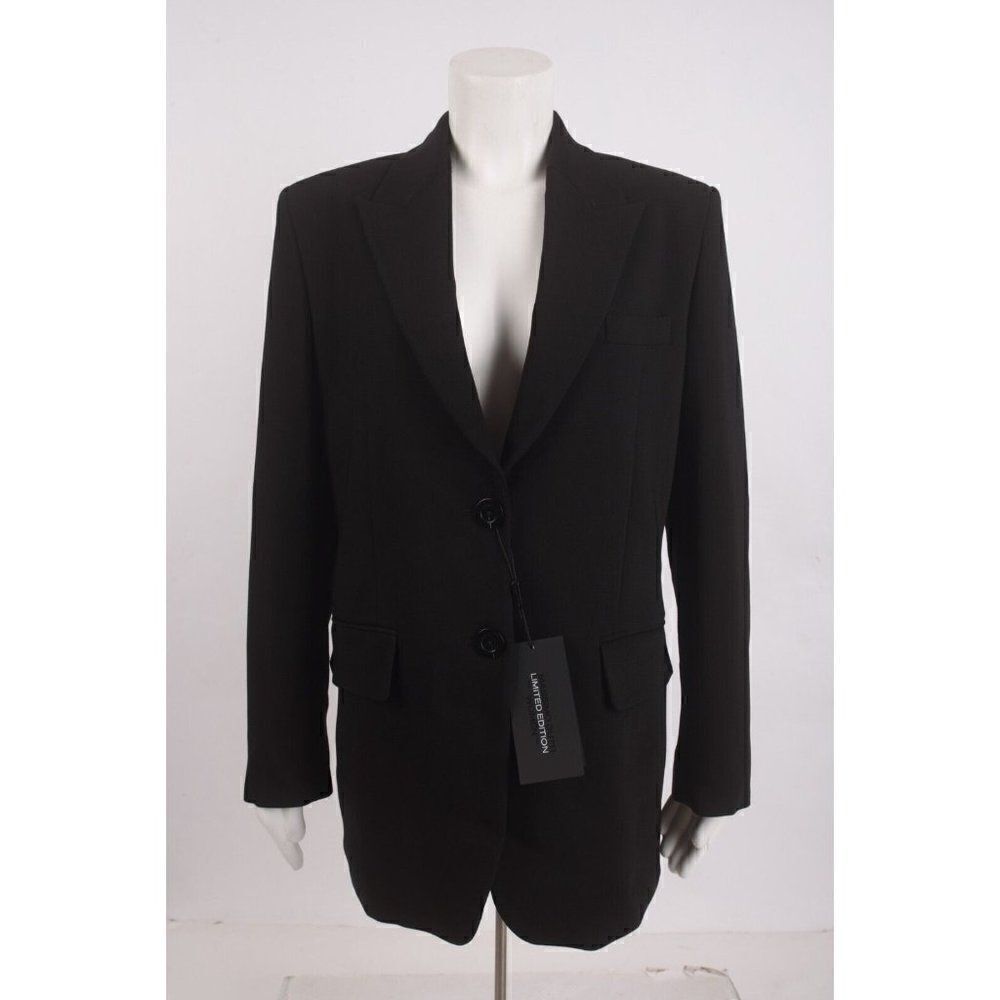 Massimo Dutti Womens Suit Jacket Blazer US 4 EU 36 Black Viscose 6072/555 NWT